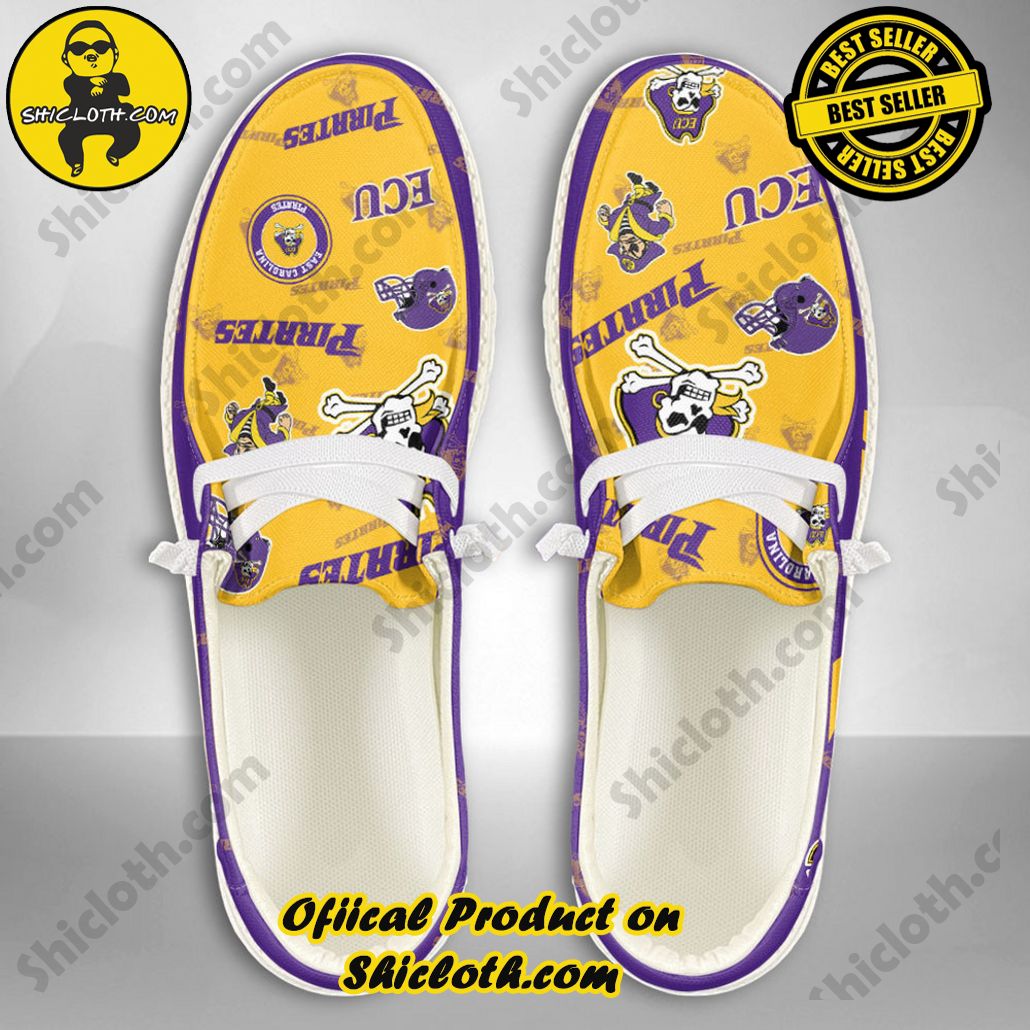 NCAA East Carolina Pirates Custom Name Hey Dude Shoes