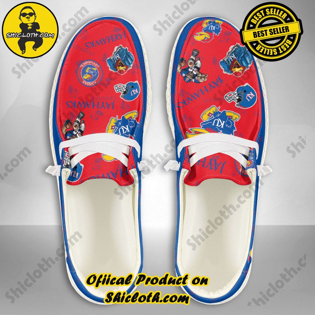 NCAA Kansas Jayhawks Custom Name Hey Dude Shoes