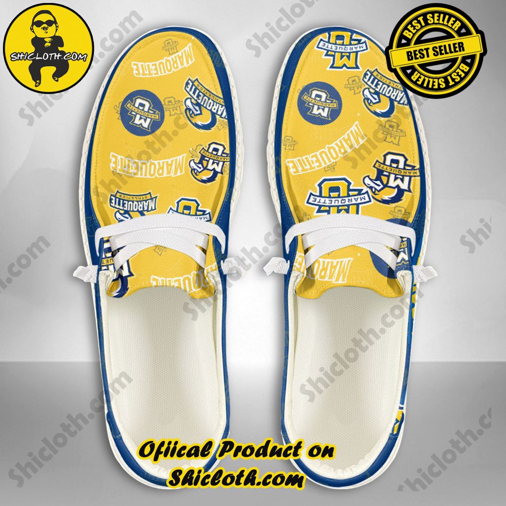NCAA Marquette Golden Eagles Custom Name Hey Dude Shoes