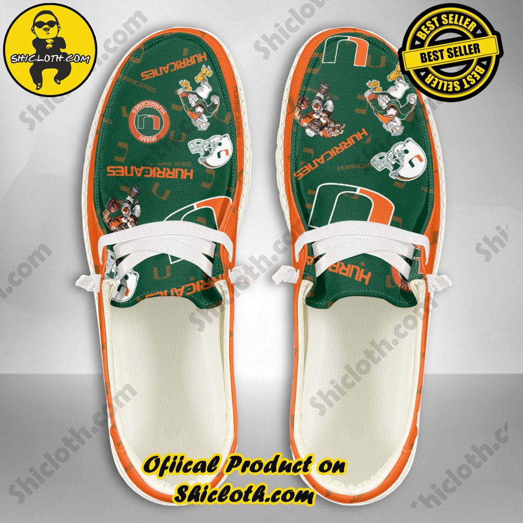 NCAA Miami Hurricanes Custom Name Hey Dude Shoes