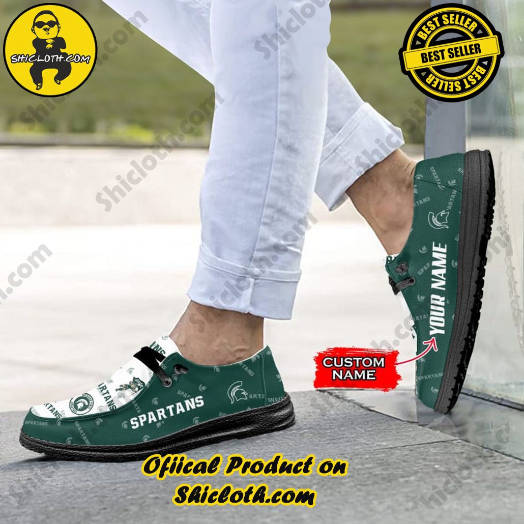 NCAA Michigan State Spartans Custom Name Hey Dude Shoes 4 NCAA Michigan State Spartans Custom Name Hey Dude Shoes - Image 4