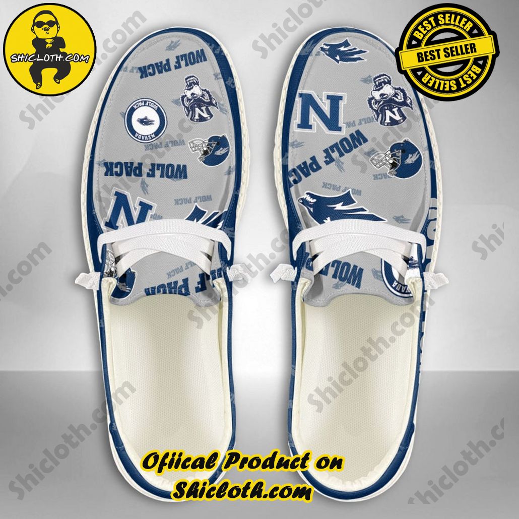 NCAA Nevada Wolf Pack Custom Name Hey Dude Shoes