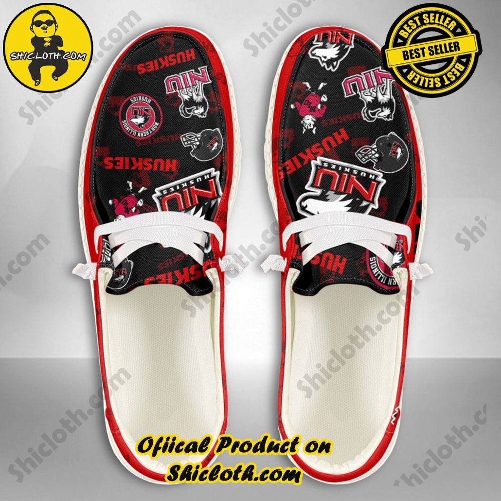 NCAA Northern Illinois Huskies Custom Name Hey Dude Shoes