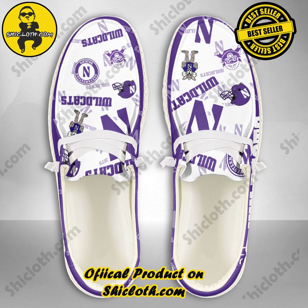 NCAA Northwestern Wildcats Custom Name Hey Dude Shoes
