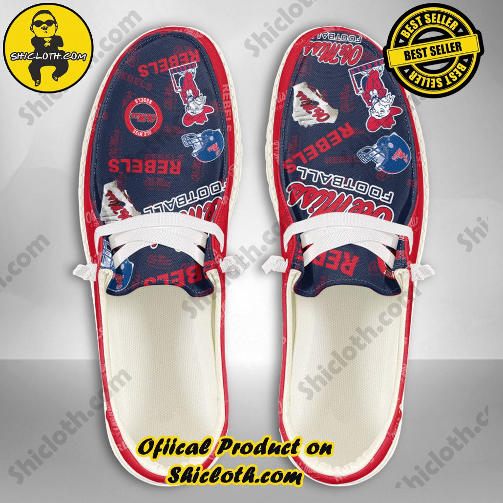 NCAA Ole Miss Rebels Custom Name Hey Dude Shoes