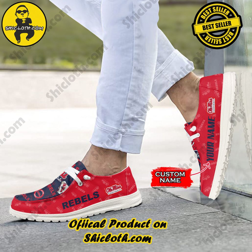 NCAA Ole Miss Rebels Custom Name Hey Dude Shoes 3 NCAA Ole Miss Rebels Custom Name Hey Dude Shoes - Image 3