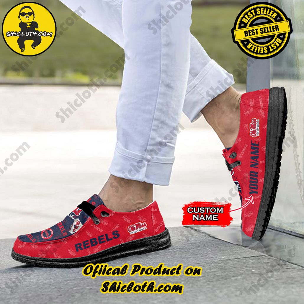 NCAA Ole Miss Rebels Custom Name Hey Dude Shoes 4 NCAA Ole Miss Rebels Custom Name Hey Dude Shoes - Image 4