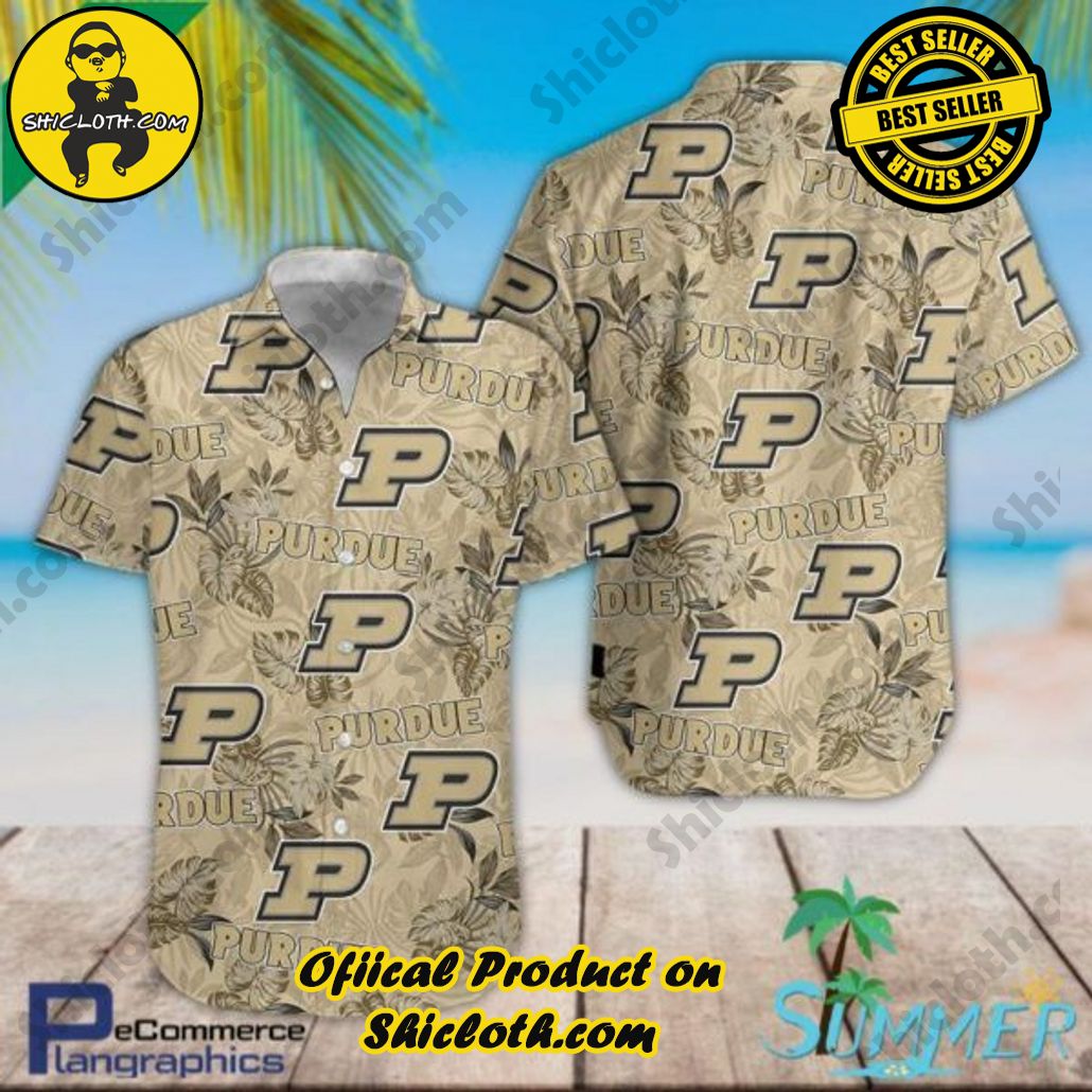 NCAA Purdue Boilermakers Gold Flowers Trendy Hawaiian Shirt Aloha Shirt