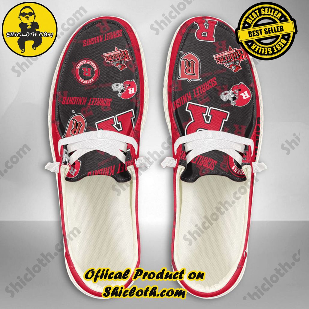 NCAA Rutgers Scarlet Knights Custom Name Hey Dude Shoes