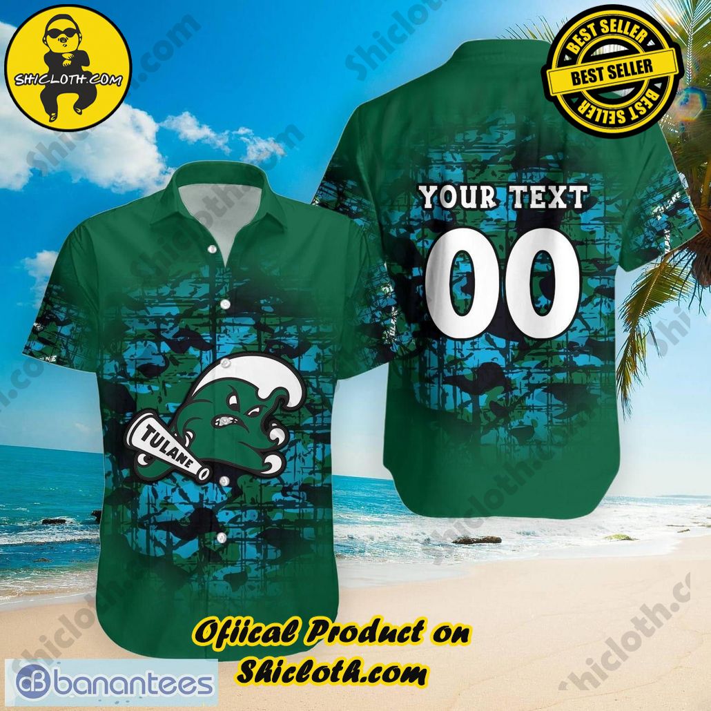 NCAA Tulane Green Wave Custom Text Number Camouflage Vintage Hawaiian Shirt