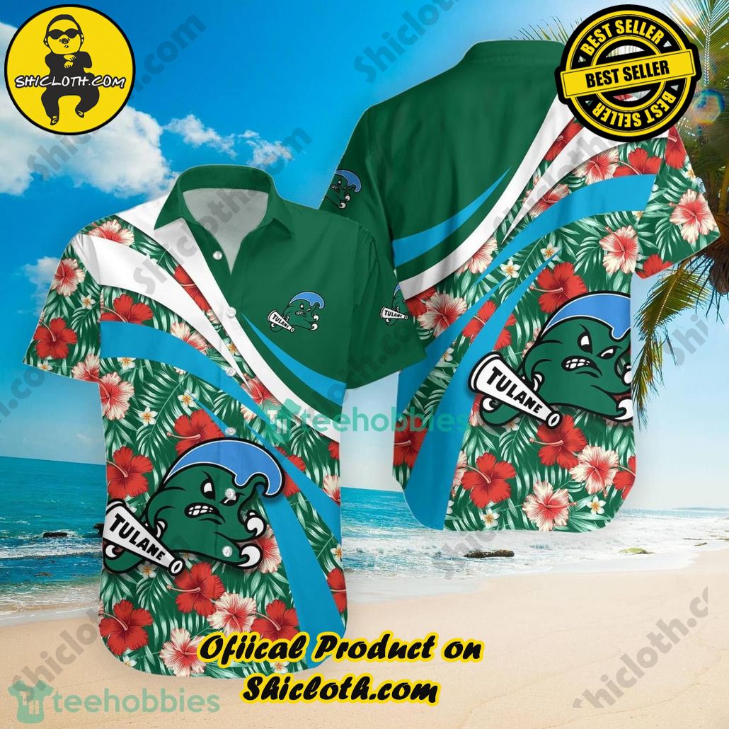 NCAA Tulane Green Wave Hibiscus Tropical Flower Hawaiian Shirt