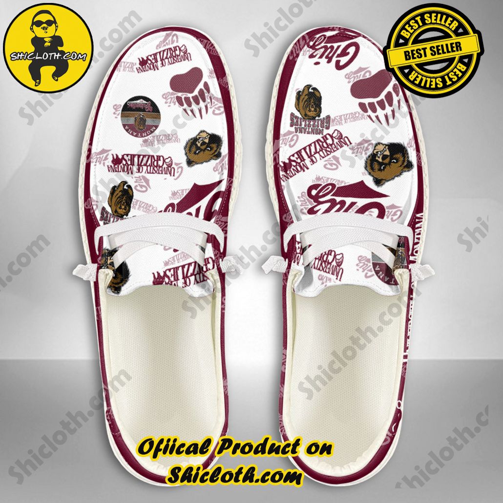 NCAA U of Montana Grizzlies Custom Name Hey Dude Shoes