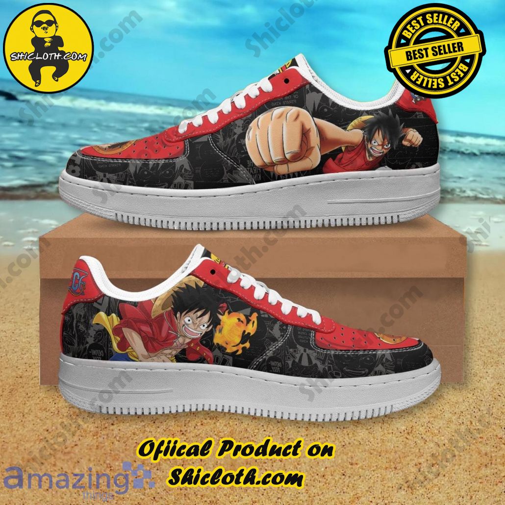 One Piece Lufffy Punch Black And Red Air Force Shoes Gift For Anime’s Fans