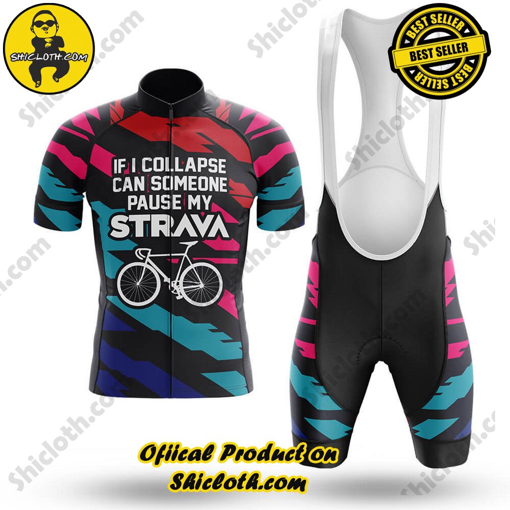 Pause My Strava Premium Cycling Jersey And Bib Shorts For Men