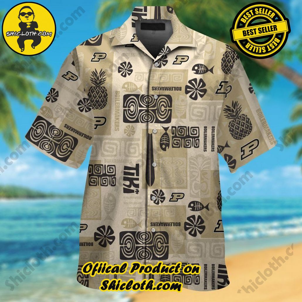 Purdue Boilermakers Short Sleeve Button Up Tropical Hawaiian Shirt VER021