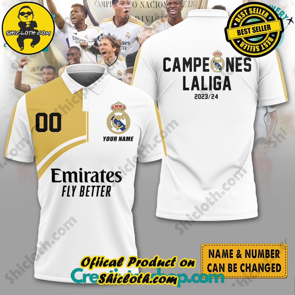 Real Madrid Laliga 2024 Champions Polo Shirt