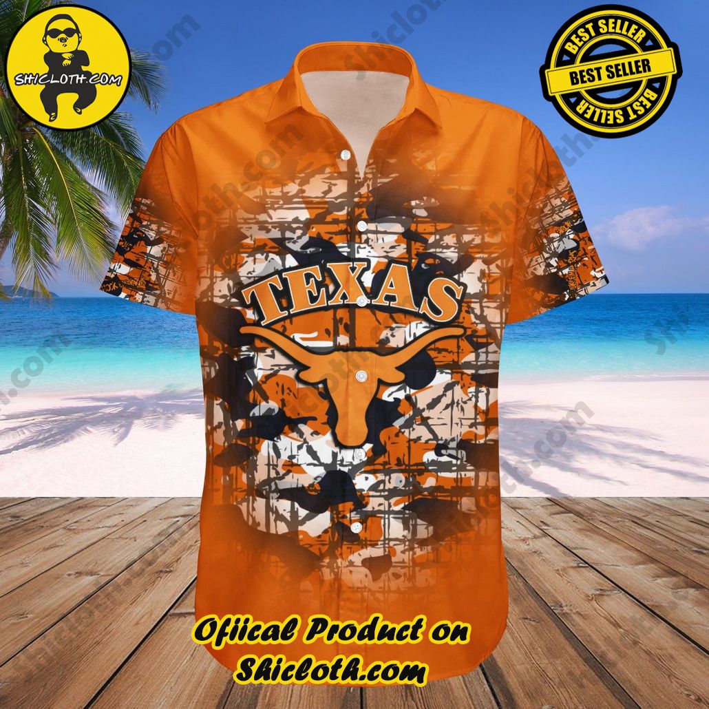 Texas Longhorns Hawaii Shirt Camouflage Vintage NCAA