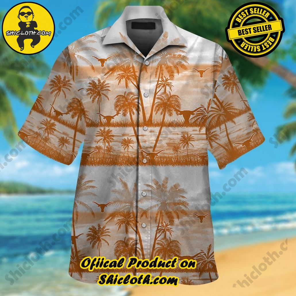 Texas Longhorns Short Sleeve Button Up Tropical Hawaiian Shirt New Style