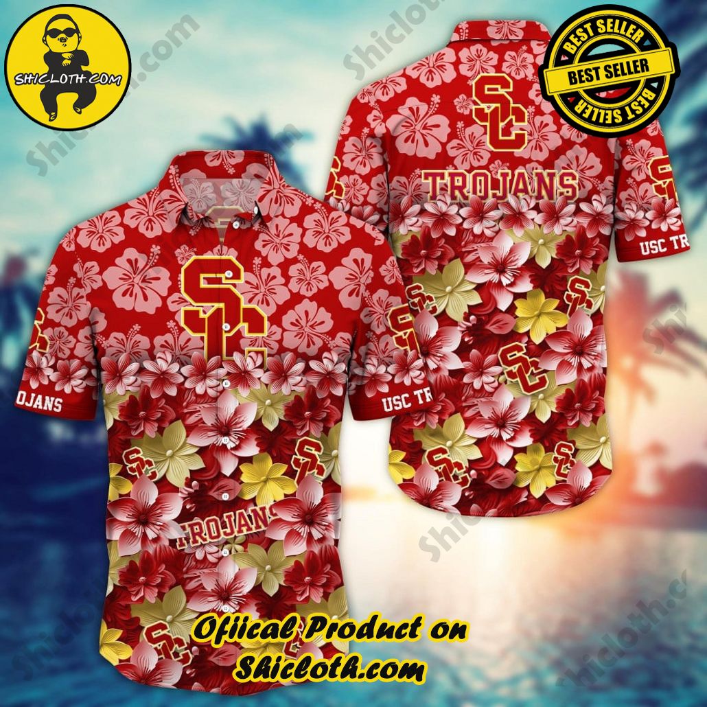 USC Trojans NCAA1 Flower Hawaii Shirt And Tshirt For Fans, Summer Football Shirts