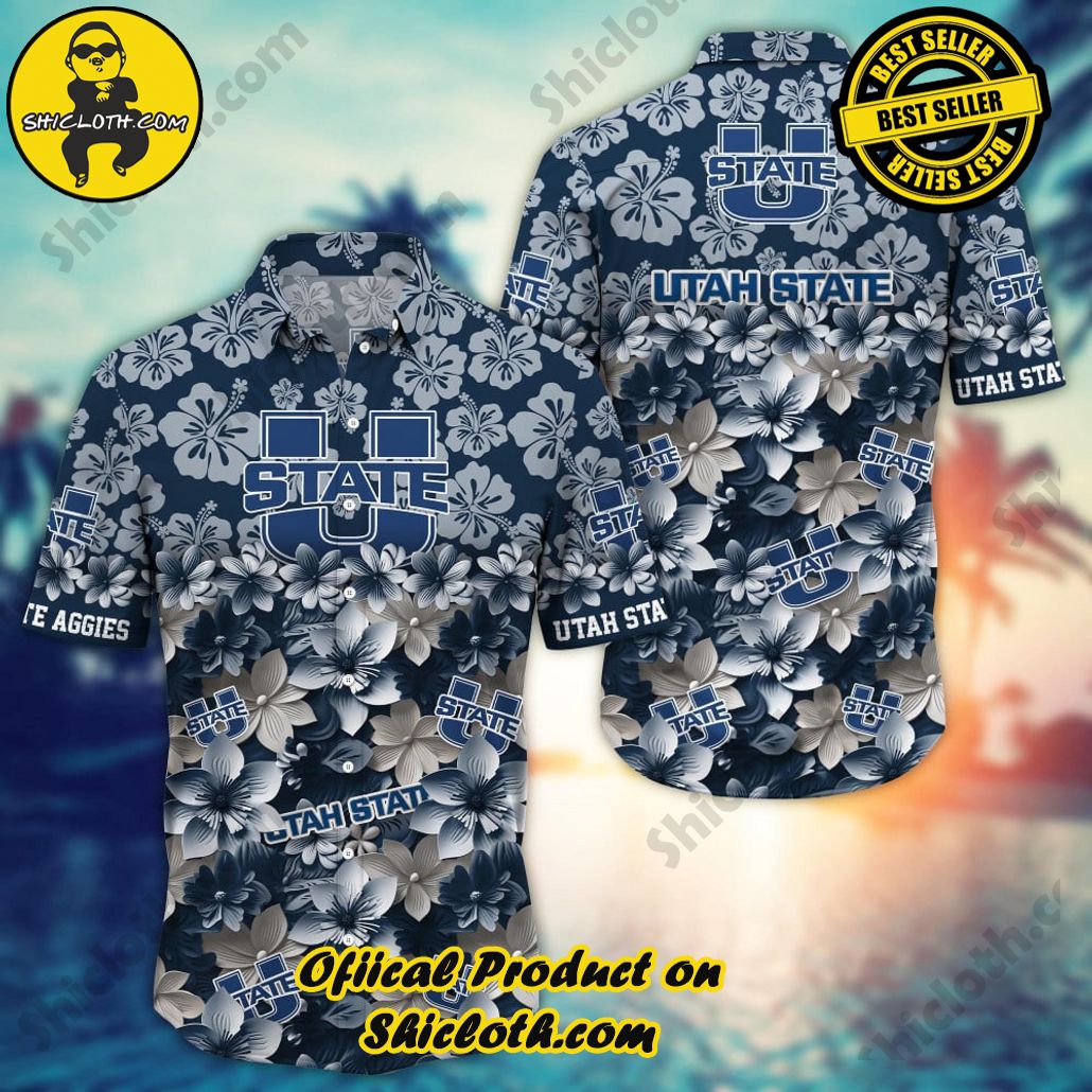 Utah State Aggies NCAA3 Flower Hawaii Shirt And Tshirt For Fans, Summer Football Shirts
