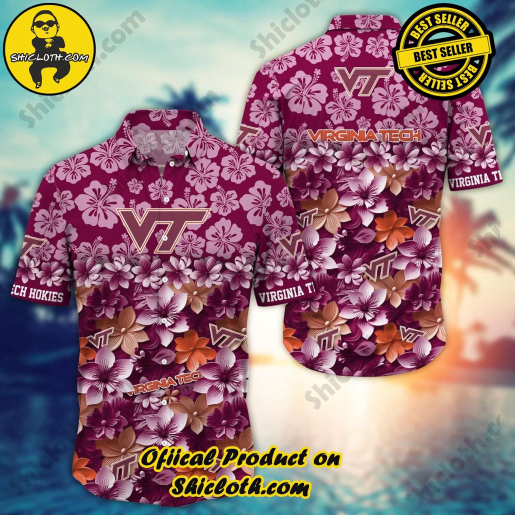 Virginia Tech Hokies NCAA1 Flower Hawaii Shirt And Tshirt For Fans, Summer Football Shirts