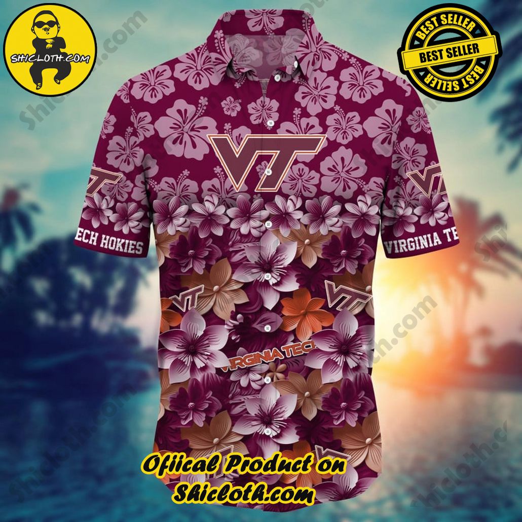 Virginia Tech Hokies NCAA1 Flower Hawaii Shirt And Tshirt For Fans, Summer Football Shirts 2 Virginia Tech Hokies NCAA1 Flower Hawaii Shirt And Tshirt For Fans, Summer Football Shirts - Image 2
