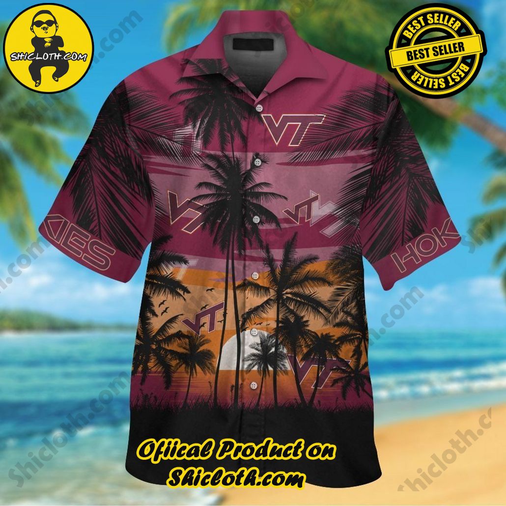 Virginia TecHokies Hawaiian Short Sleeve Tropical Shirt