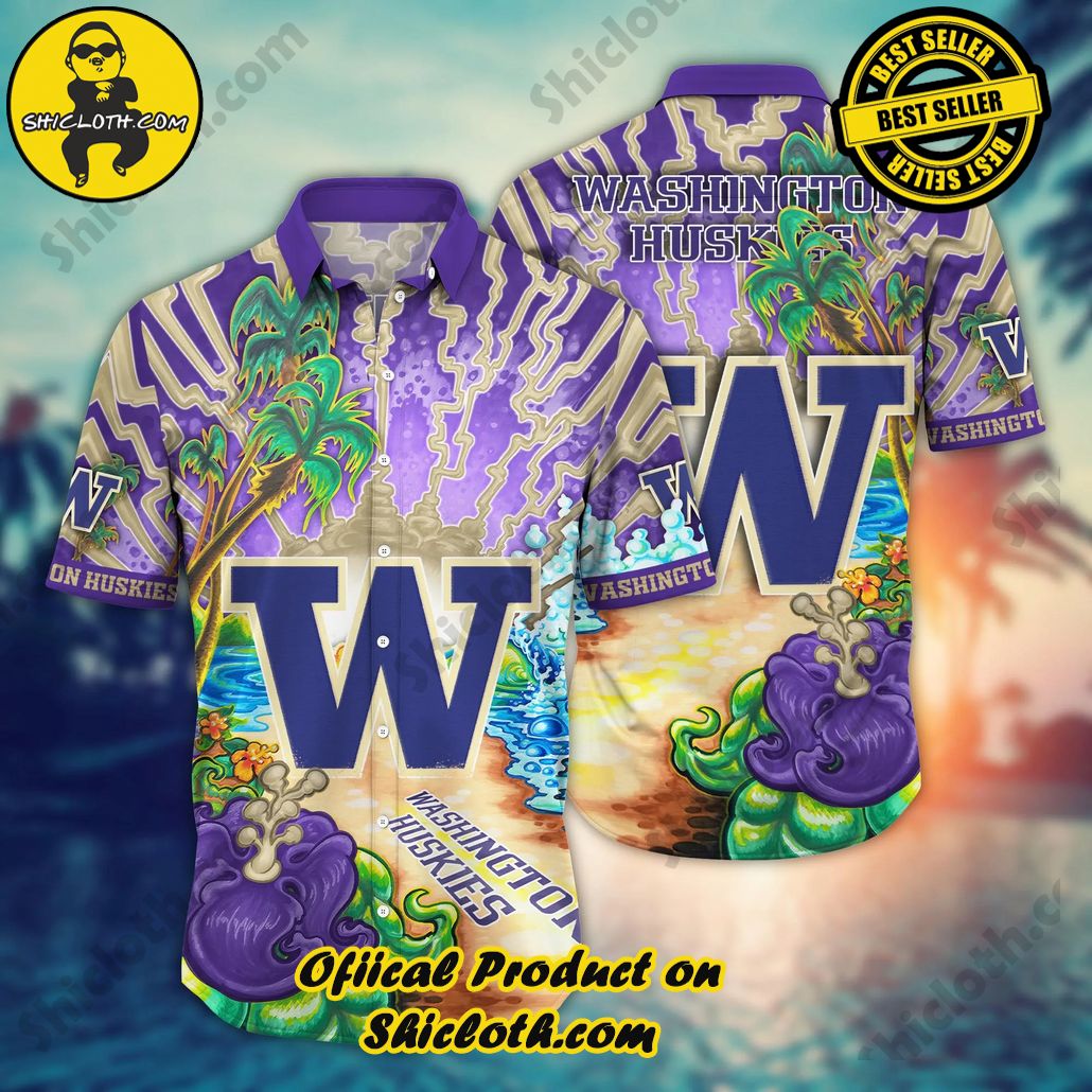 Washington Huskies NCAA Hawaiian Shirt Sun-Soakedtime Aloha Shirt