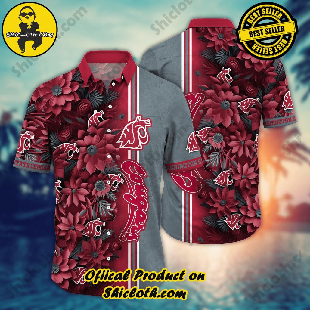Washington State Cougars NCAA Hawaiian Shirt Custom Seaside Aloha Shirt