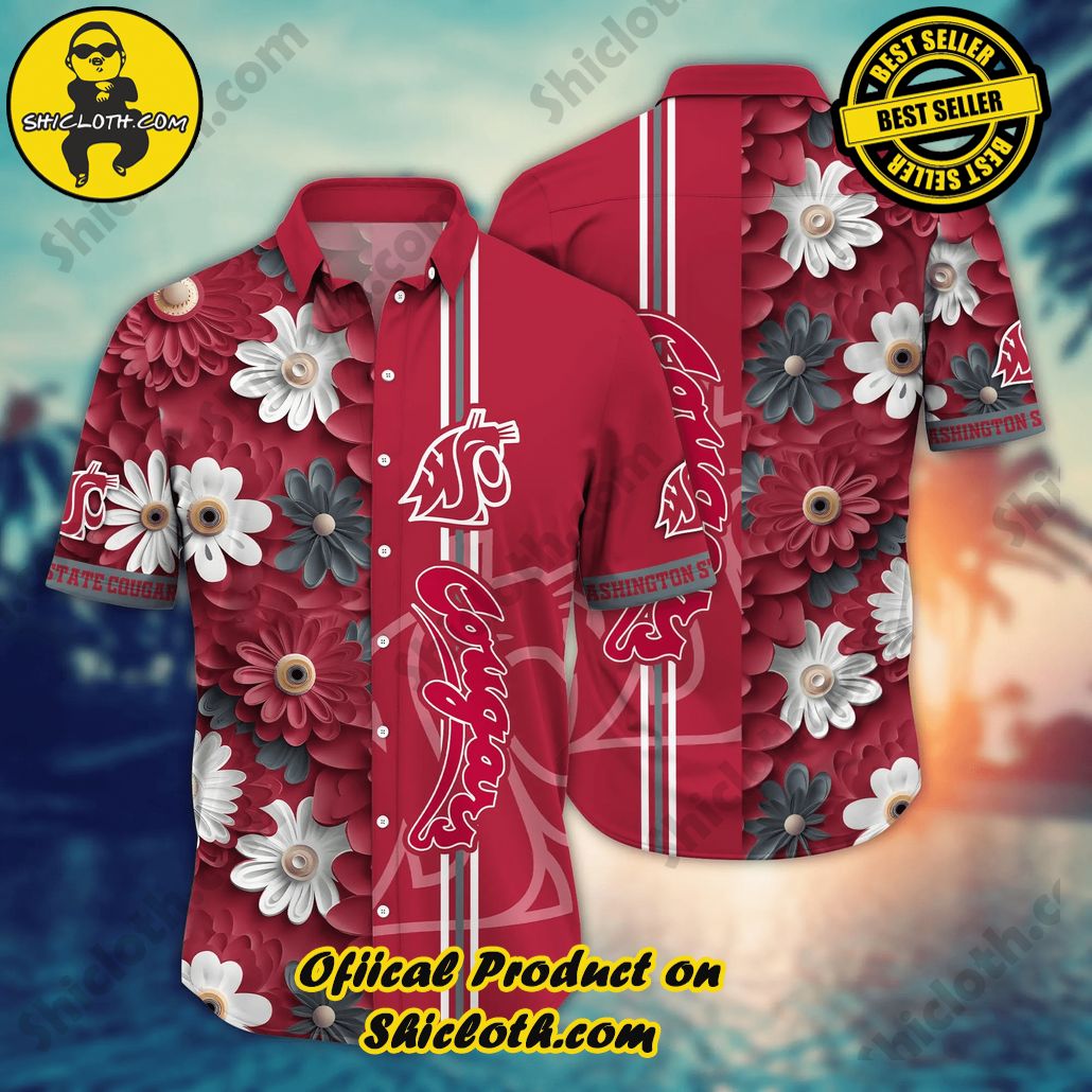 Washington State Cougars NCAA Hawaiian Shirt Sunshine Aloha Shirt