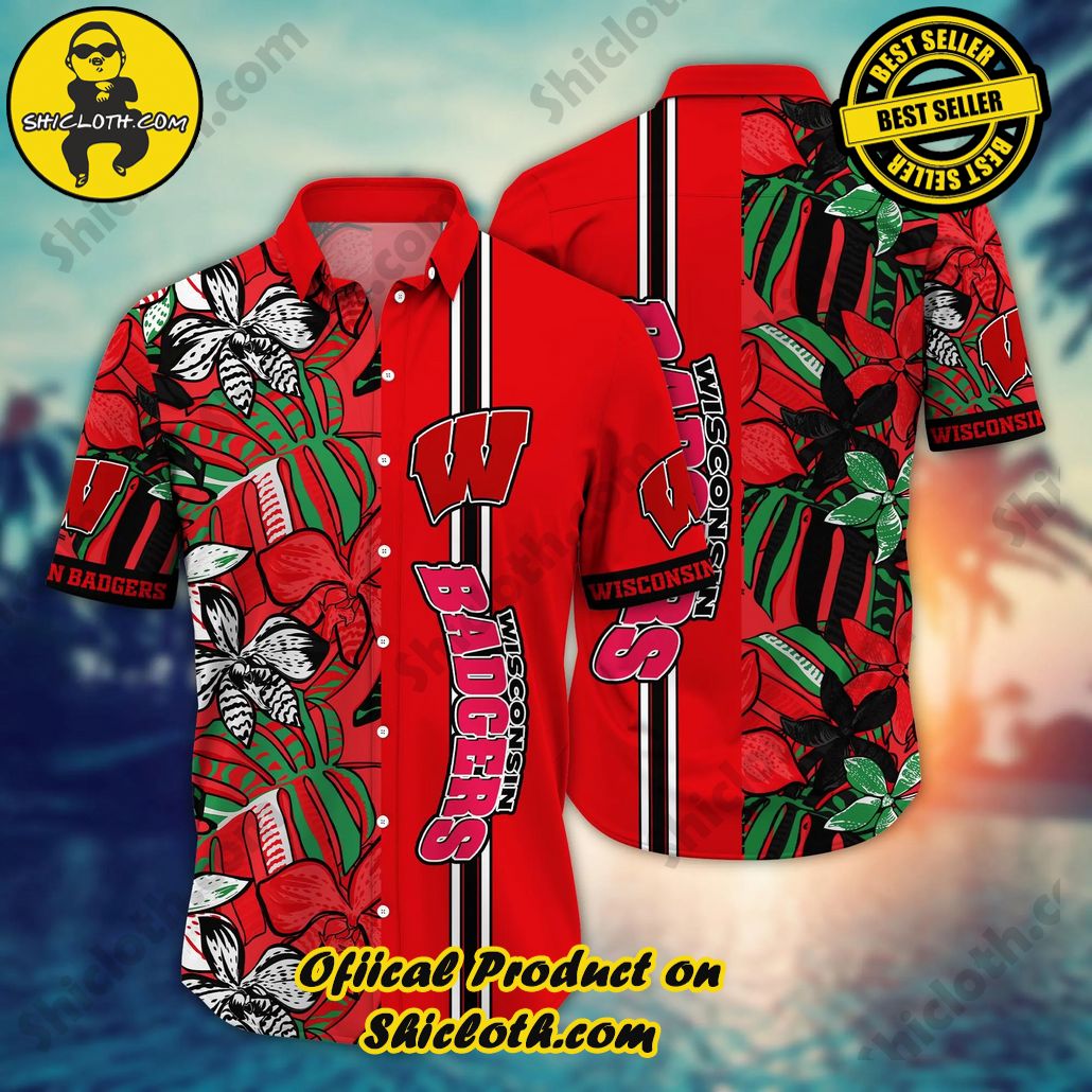Wisconsin Badgers NCAA Hawaiian Shirt Seaside Aloha Shirt
