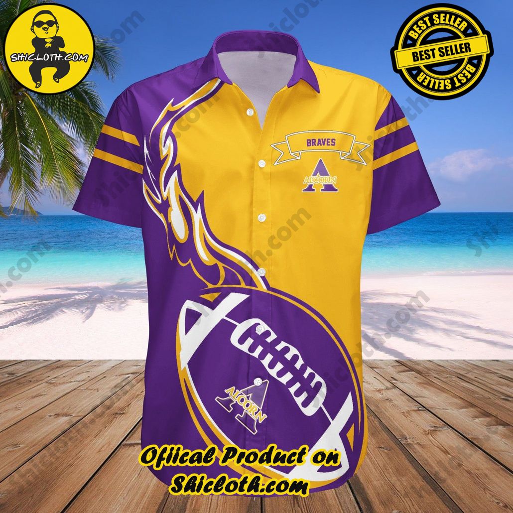 Alcorn State Braves Hawaii Shirt Flame Ball NCAA