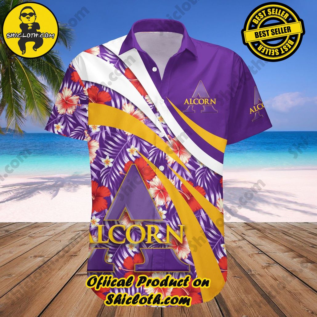 Alcorn State Braves Hawaii Shirt Hibiscus Sport Style NCAA