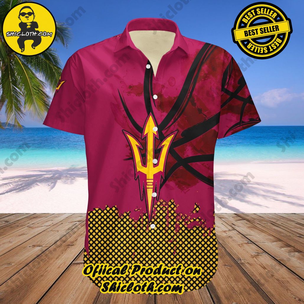 Arizona State Sun Devils Hawaii Shirt Basketball Net Grunge Pattern NCAA