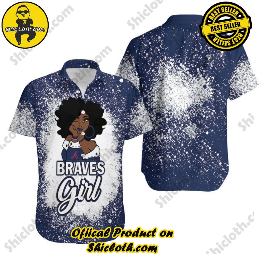 Atlanta Braves Girl African Girl MLB Team Allover Design Gift For Atlanta Braves Fans Hawaiian Shirt MLB