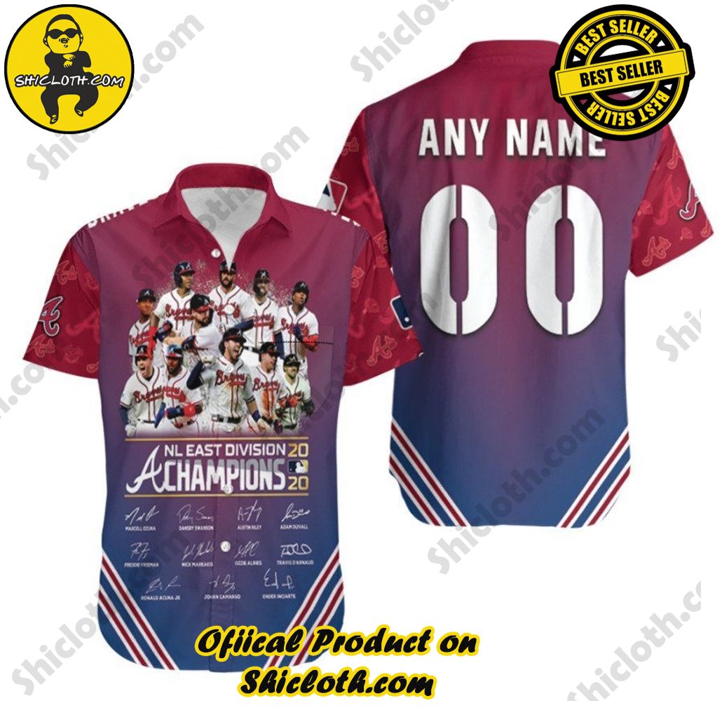 Atlanta Braves Nl East Division Champions Great Player Signature 3D Designed Allover Gift With Custom Name Number For Braves Fans Hawaiian Shirt â€“ MLB