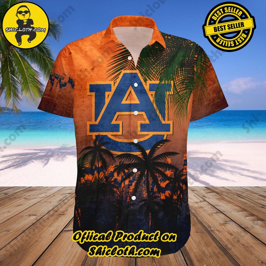 Auburn Tigers Hawaii Shirt Coconut Tree Tropical Grunge NCAA