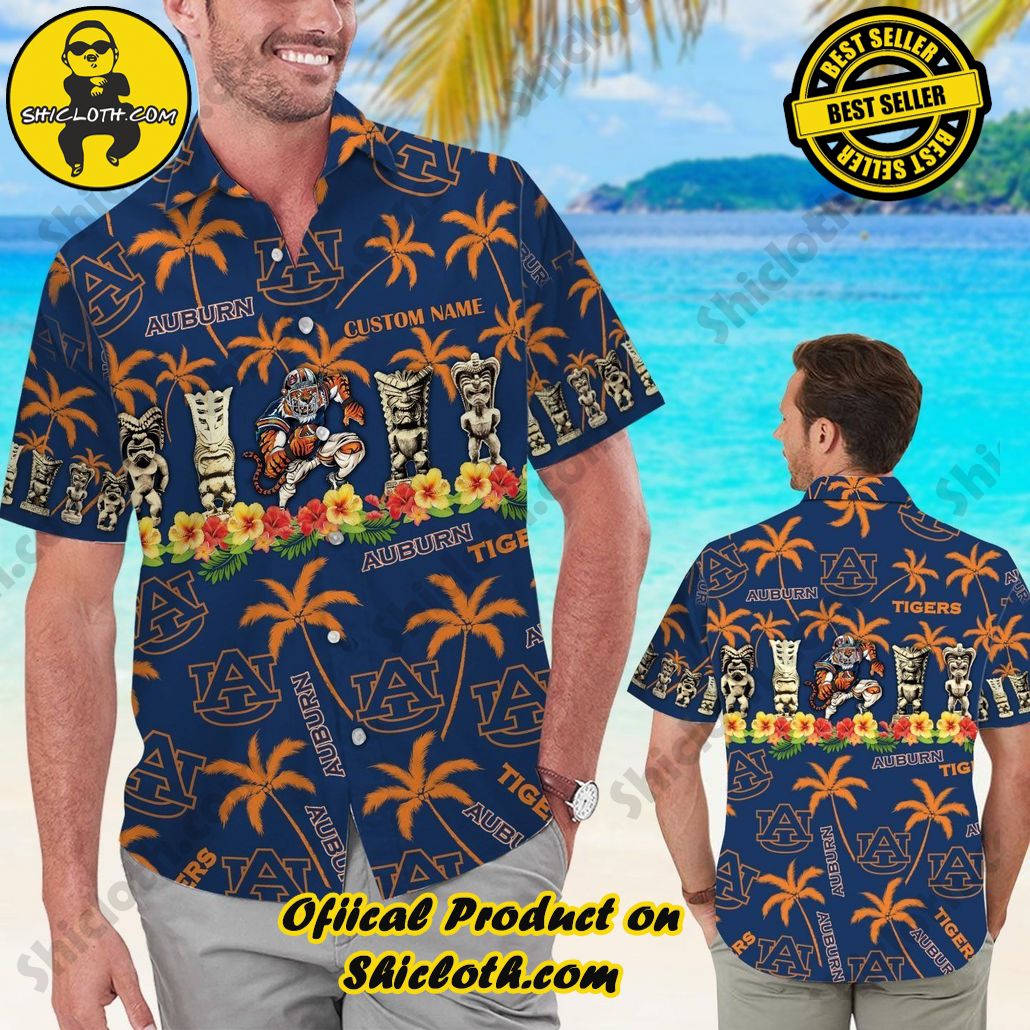 Auburn Tigers Name Personalized Tropical Hawaiian Shirt for Men Women