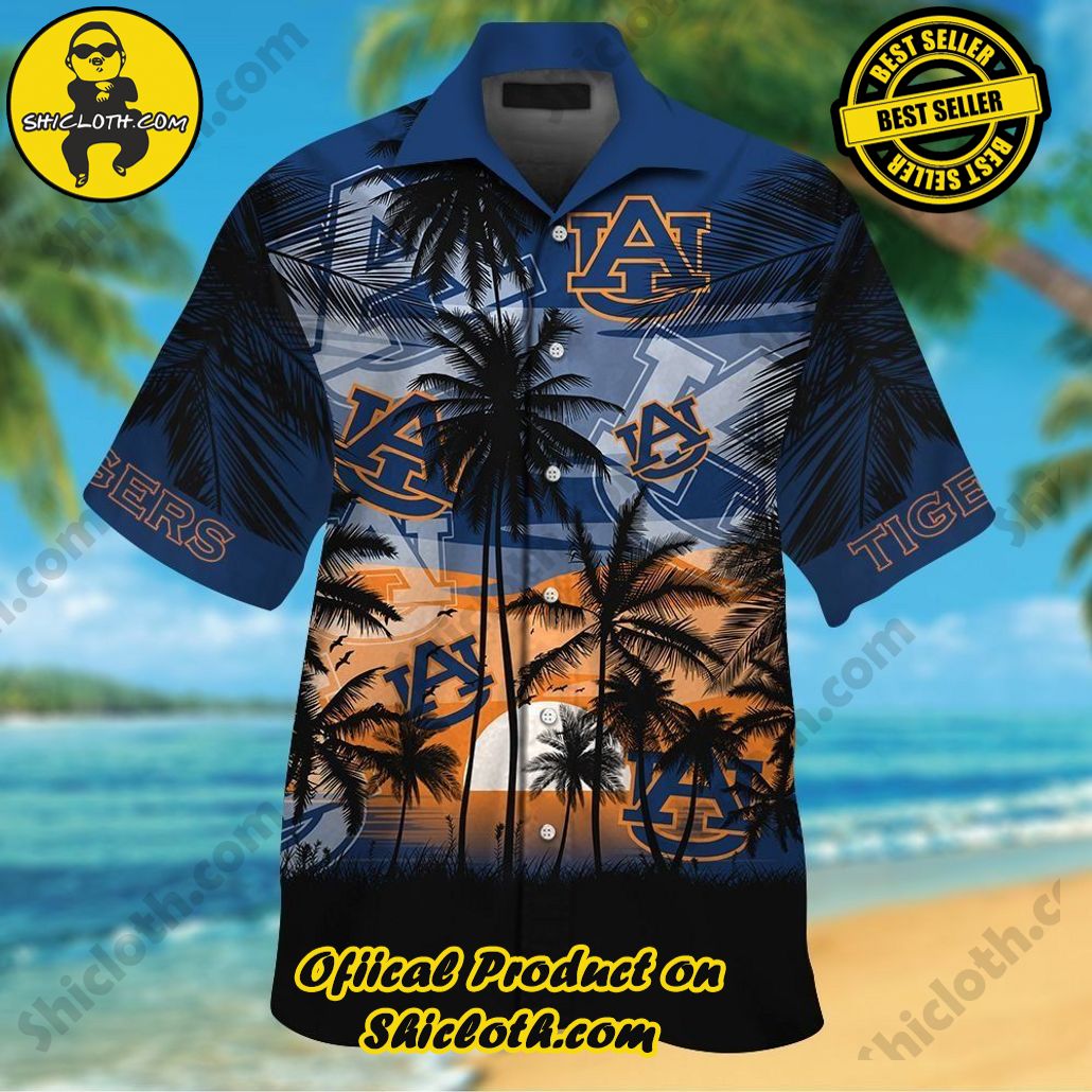 Auburn Tigers Tropical Short Sleeve Button Up Tropical Shirt Hawaiian Shirt
