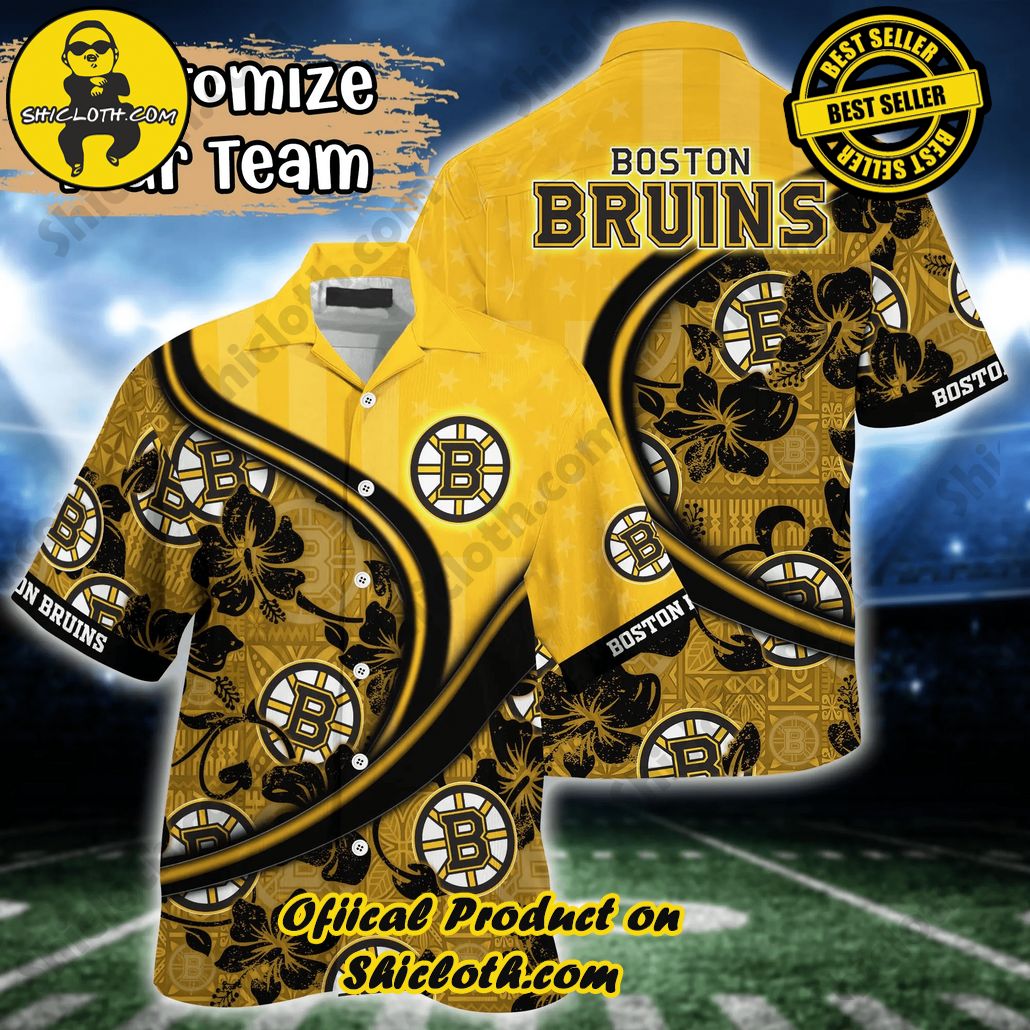 Boston Bruins NHL Us Flag Hawaiian Shirt Custom Summer Aloha Shirt