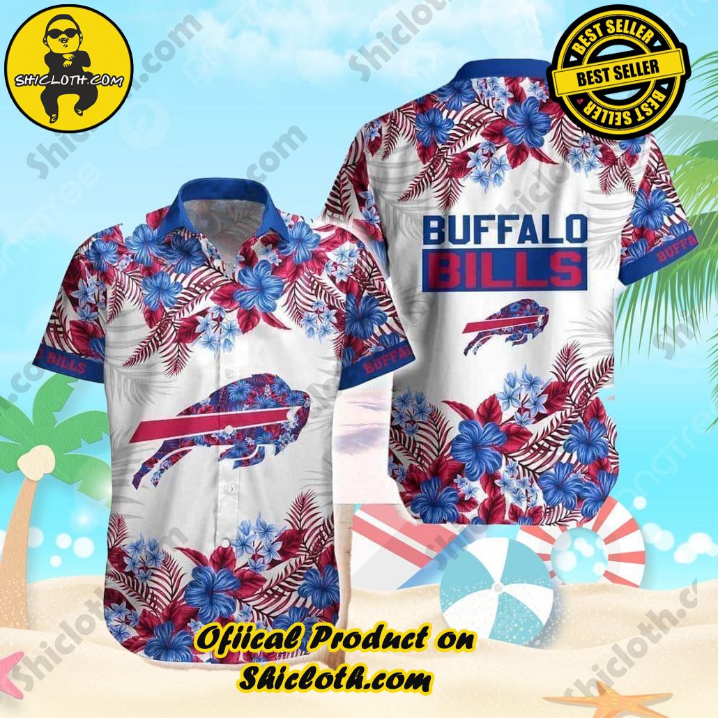 Buffalo Bills Hawaiian Shirt Hibiscus Flowers Pattern On White Theme Buffalo Bills Hawaiian Shirt Hibiscus Flowers Pattern On White Theme