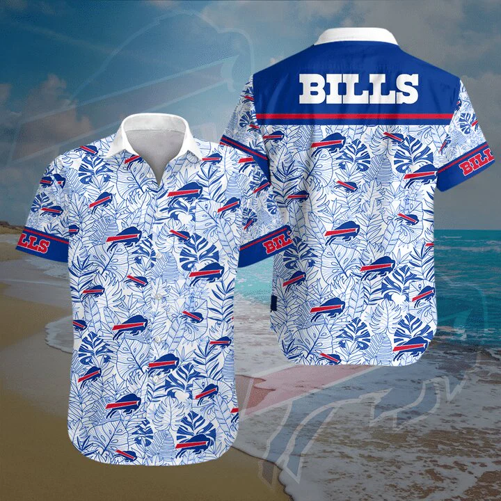 Buffalo Bills Trendy Hawaiian Shirt Buffalo Bills Palm Leaves Blue White Hawaii Shirt Buffalo Bills Aloha Shirt