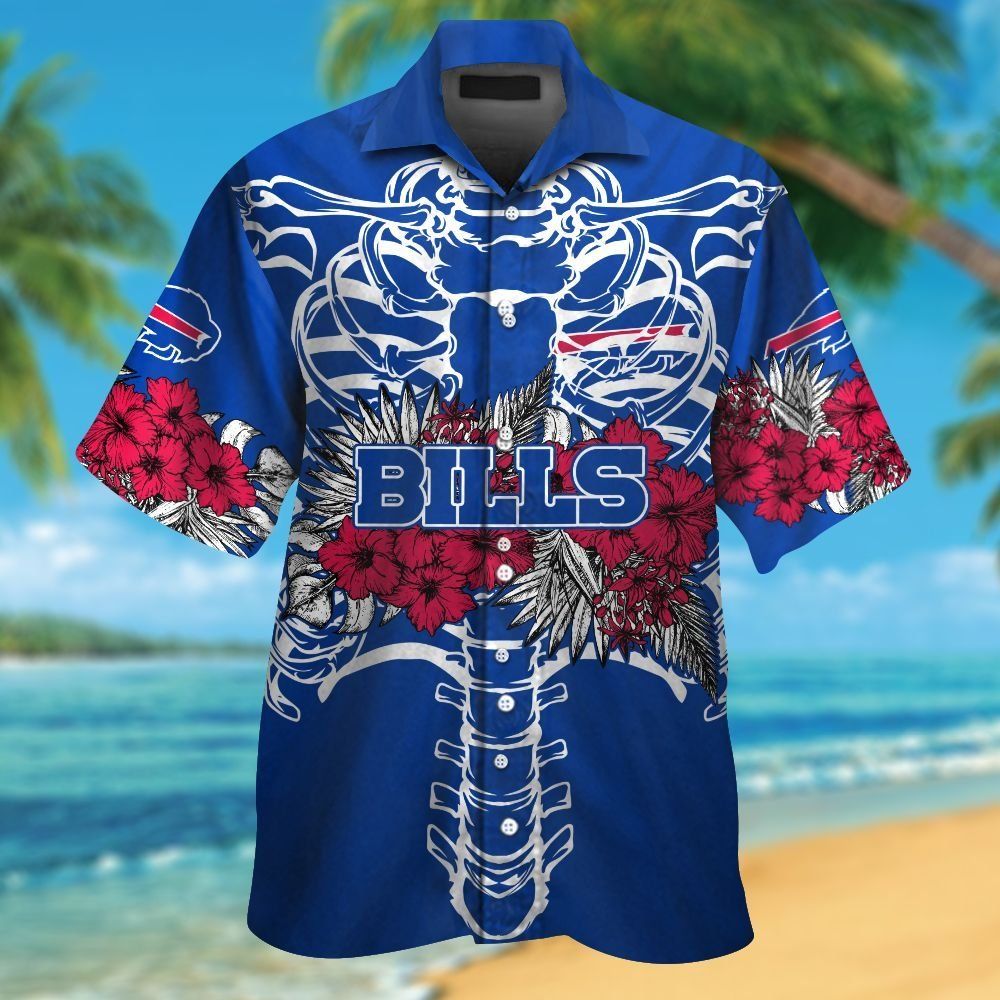 Buffalo Bills Tropical Hawaiian Short Sleeve Button Up Shirt Premium