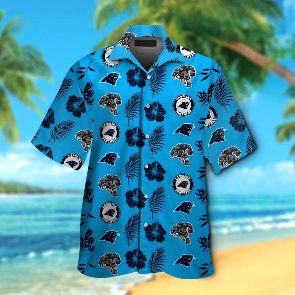Carolina Panthers Short Sleeve Button Up Tropical Hawaiian Shirt VER014