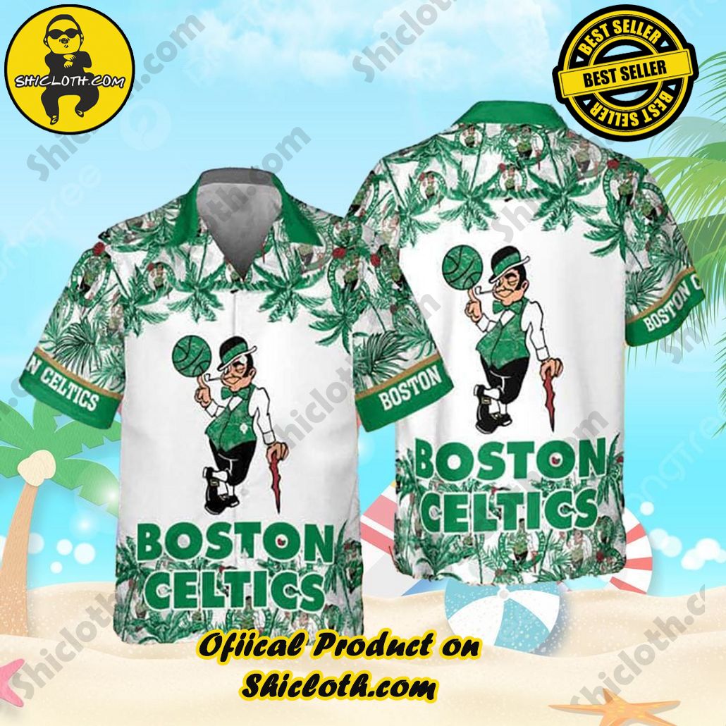 NBA Boston Celtics Hawaiian Shirt Palm Trees Beach Vacation Gift