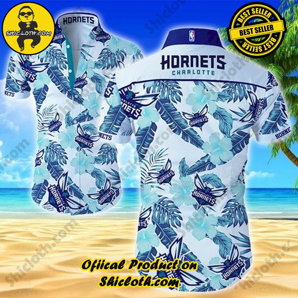 NBA Charlotte Hornets Teal Tropical Flowers Trendy Hawaiian Shirt V2 Aloha Shirt