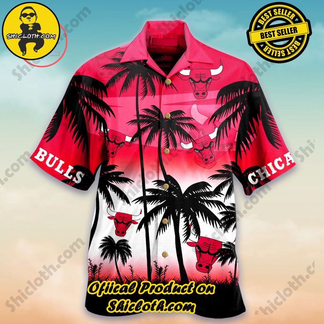 NBA Chicago Bulls Coconut Trees Sunrise Hawaiian Shirt