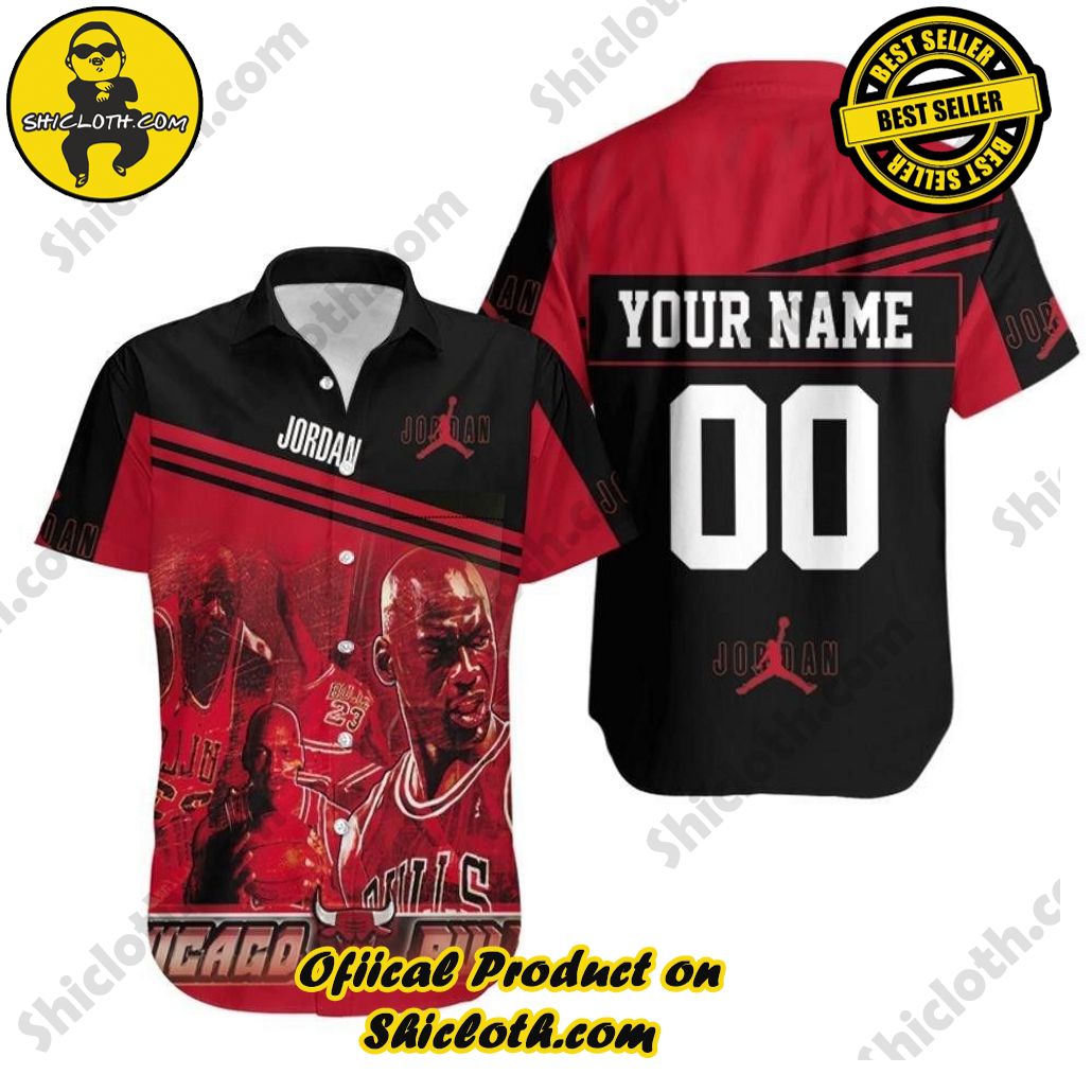 NBA Chicago Bulls Custom Name Number Jordan 23 Hawaiian Shirt