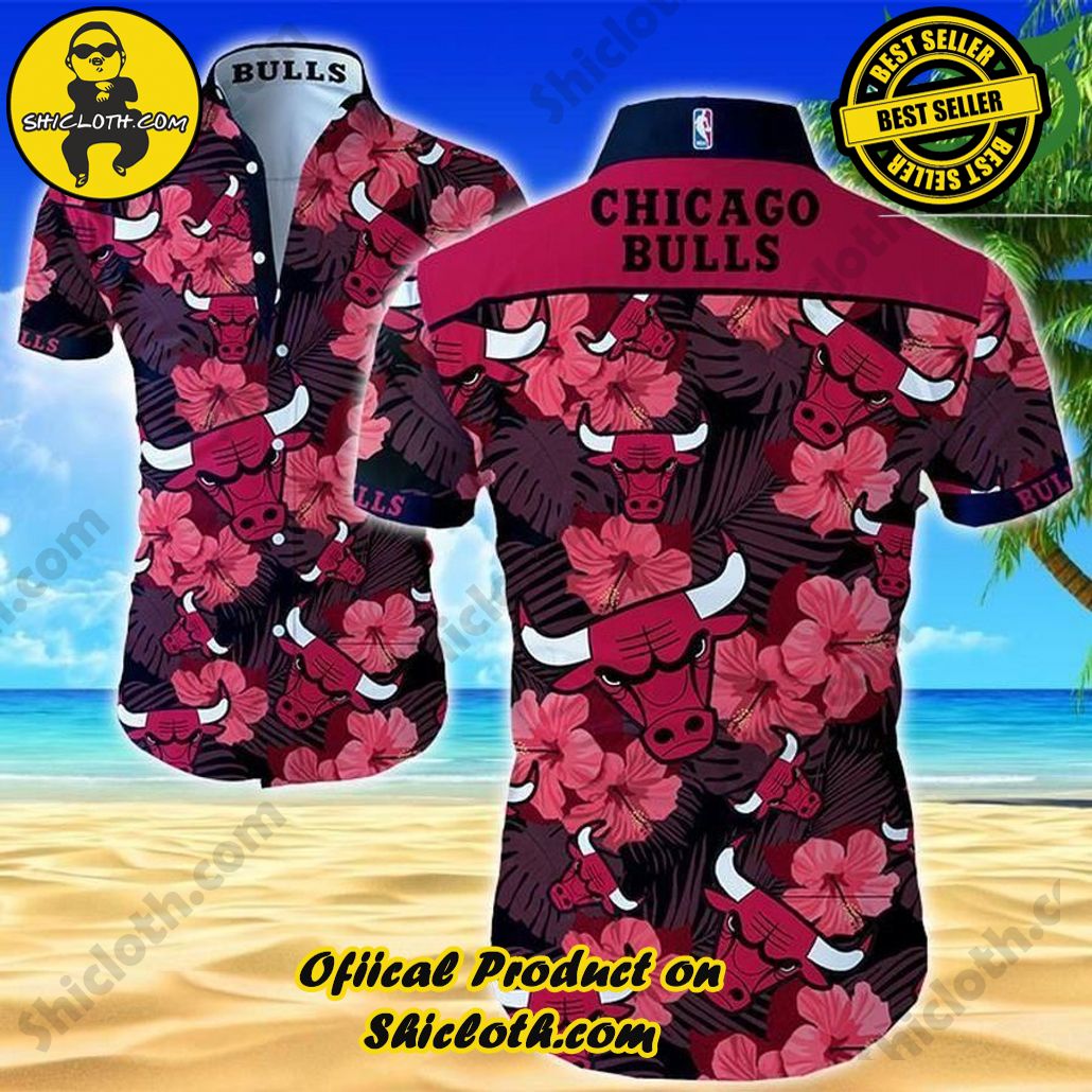 NBA Chicago Bulls Tropical Summer Hibiscus Flowers Trendy Hawaiian Shirt Aloha Shirt