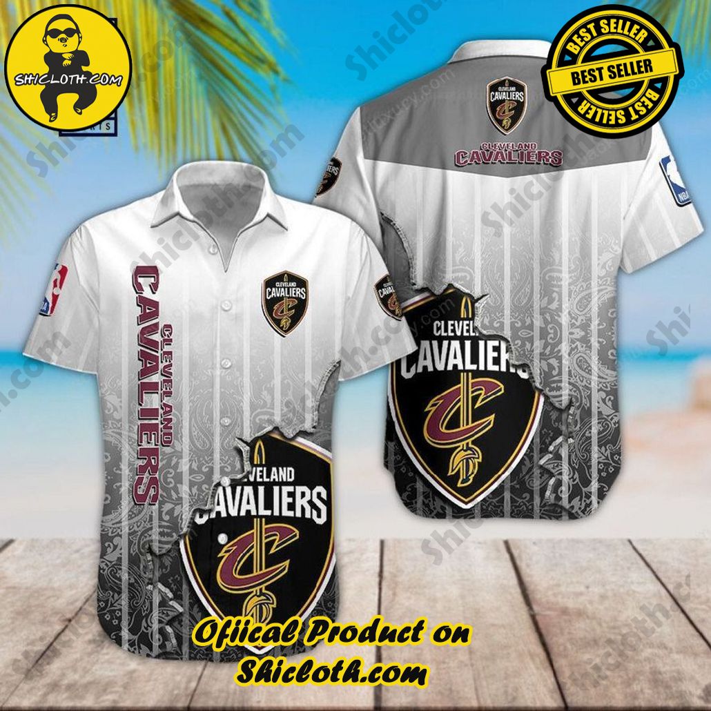 NBA Cleveland Cavaliers Gray Scratch Logo Trendy Hawaiian Shirt Aloha Shirt